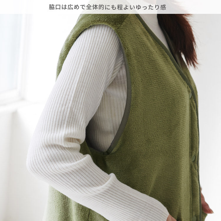 ポケット付きリバーシブルキルティングベスト