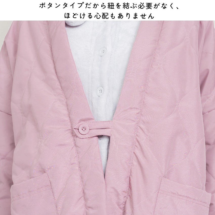 はんてん レディース おしゃれ 半纏 冬 裏起毛 裏ボア 裏シャギー ちゃんちゃんこ アウトドア 暖かい 軽い ダウン キルティング 部屋着 防寒 ルームウェア 無地 シンプル 薄手 ハンテン M L