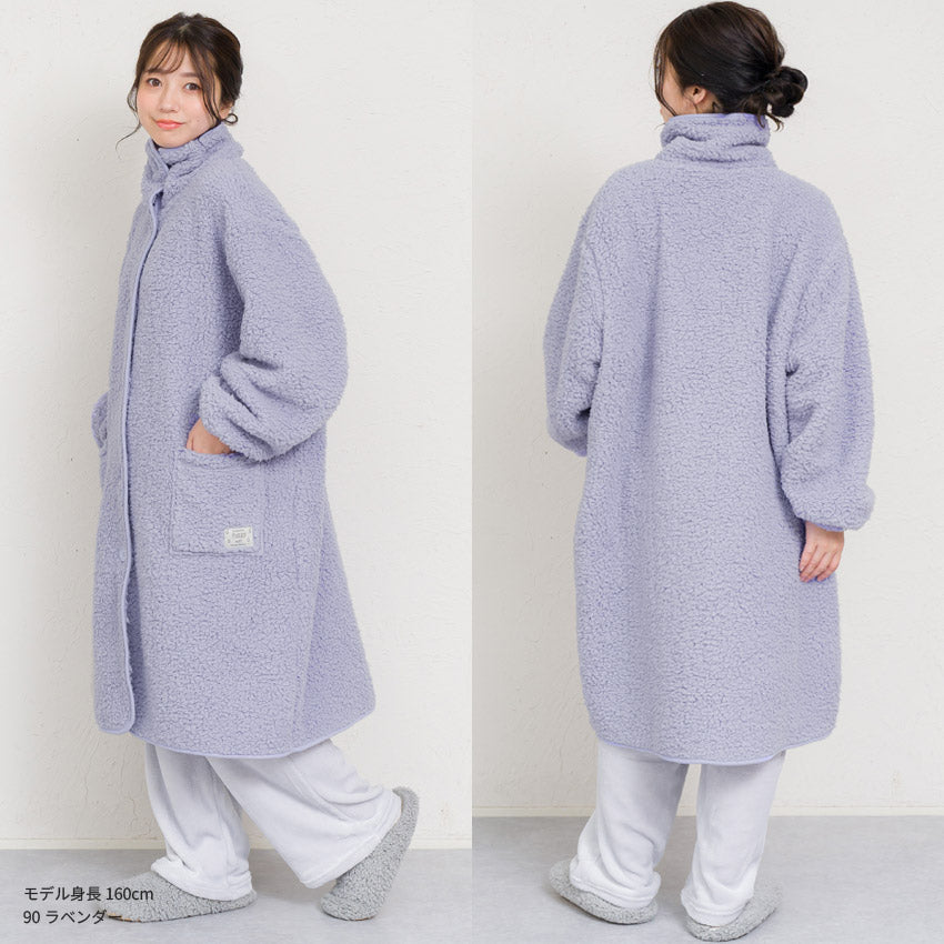 ふわふわボアブランケットローブ 100cm丈 着る毛布 ボア ブランケット ローブ ふわふわ レディース かわいい あったかグッズ ギフト プレゼント ルームウェア 部屋着 あったか 暖かい 防寒 冬 無地 おしゃれ 男女兼用 ロング ミディアム 100cm