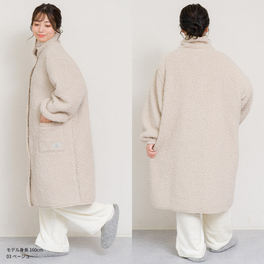 ふわふわボアブランケットローブ 100cm丈 着る毛布 ボア ブランケット ローブ ふわふわ レディース かわいい あったかグッズ ギフト プレゼント ルームウェア 部屋着 あったか 暖かい 防寒 冬 無地 おしゃれ 男女兼用 ロング ミディアム 100cm