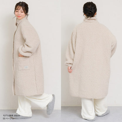 ふわふわボアブランケットローブ 100cm丈 着る毛布 ボア ブランケット ローブ ふわふわ レディース かわいい あったかグッズ ギフト プレゼント ルームウェア 部屋着 あったか 暖かい 防寒 冬 無地 おしゃれ 男女兼用 ロング ミディアム 100cm