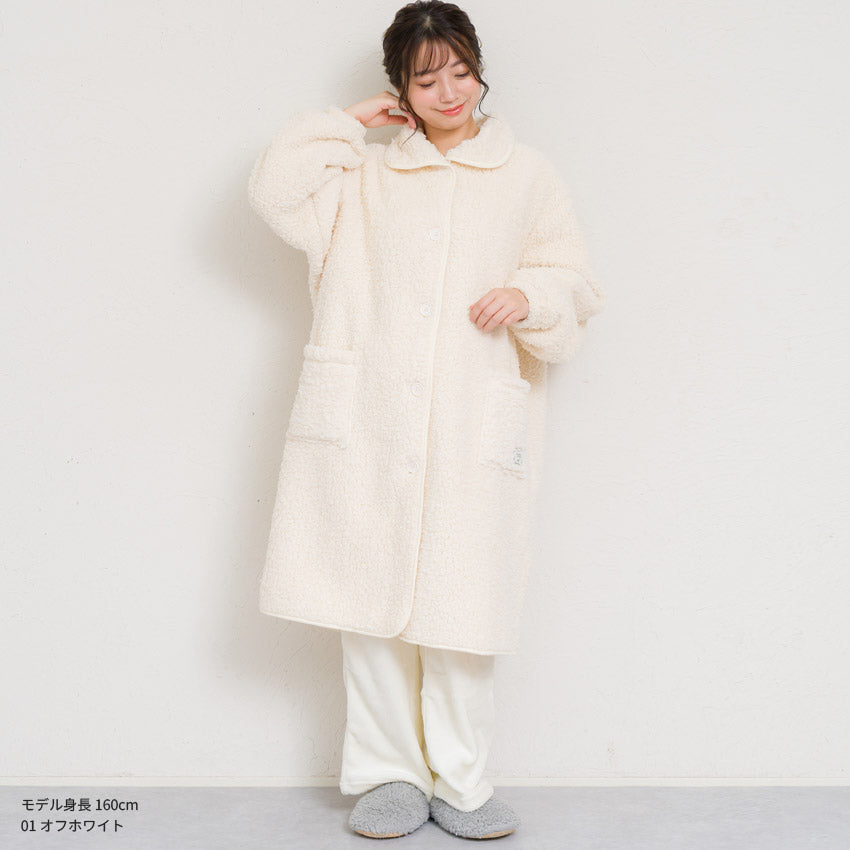 ふわふわボアブランケットローブ 100cm丈 着る毛布 ボア ブランケット ローブ ふわふわ レディース かわいい あったかグッズ ギフト プレゼント ルームウェア 部屋着 あったか 暖かい 防寒 冬 無地 おしゃれ 男女兼用 ロング ミディアム 100cm