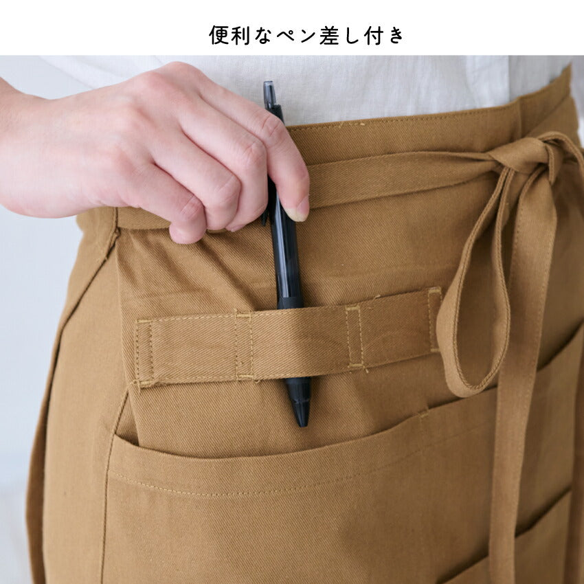 ショート丈エプロン腰巻きギャルソンサロンエプロン腰巻き無地かわいい前掛け