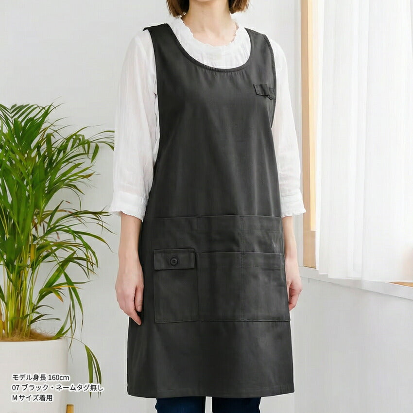ワンピース感覚で着られるエプロン,キッチン,エプロン,リボン,無地,黒,母の日,プレゼント,仕事用,おしゃれ,シンプル,ギフト,サロン,,レディース,膝丈,ひざ丈