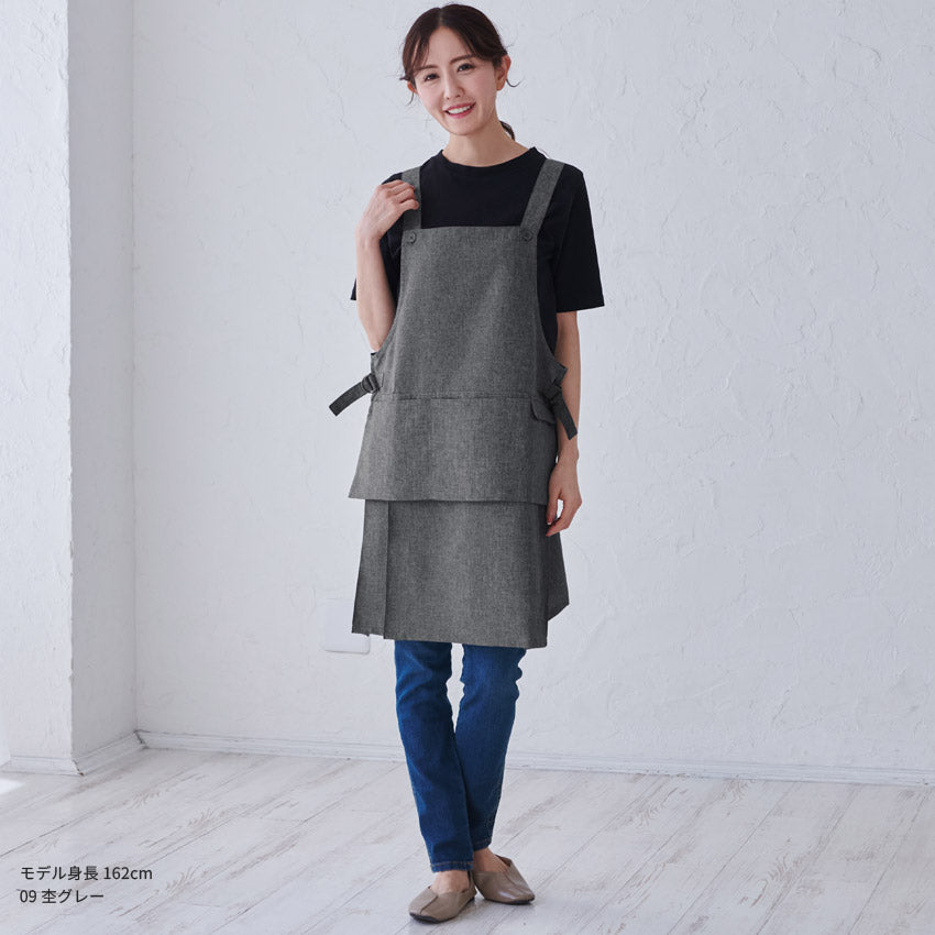フッ素樹脂加工浮きポケットエプロンＨ型エプロンミドルショート 保育士フッ素撥水加工はっ水カフェエプロンロングリボン無地ギフトサロンレディース