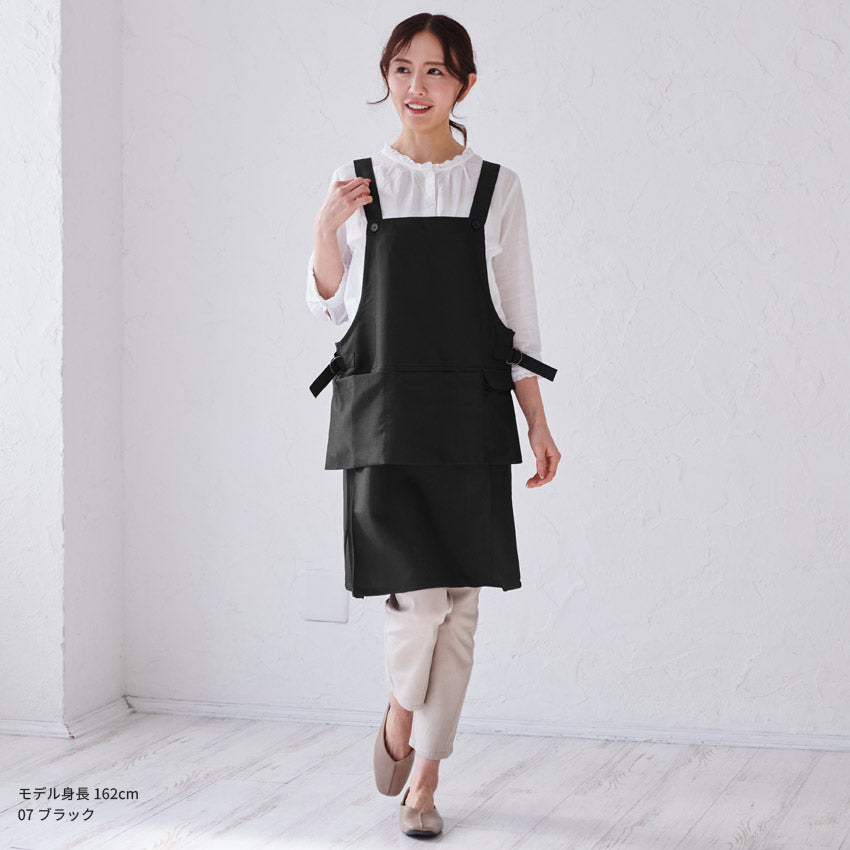 フッ素樹脂加工浮きポケットエプロンＨ型エプロンミドルショート 保育士フッ素撥水加工はっ水カフェエプロンロングリボン無地ギフトサロンレディース