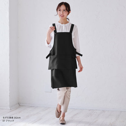 フッ素樹脂加工浮きポケットエプロンＨ型エプロンミドルショート 保育士フッ素撥水加工はっ水カフェエプロンロングリボン無地ギフトサロンレディース