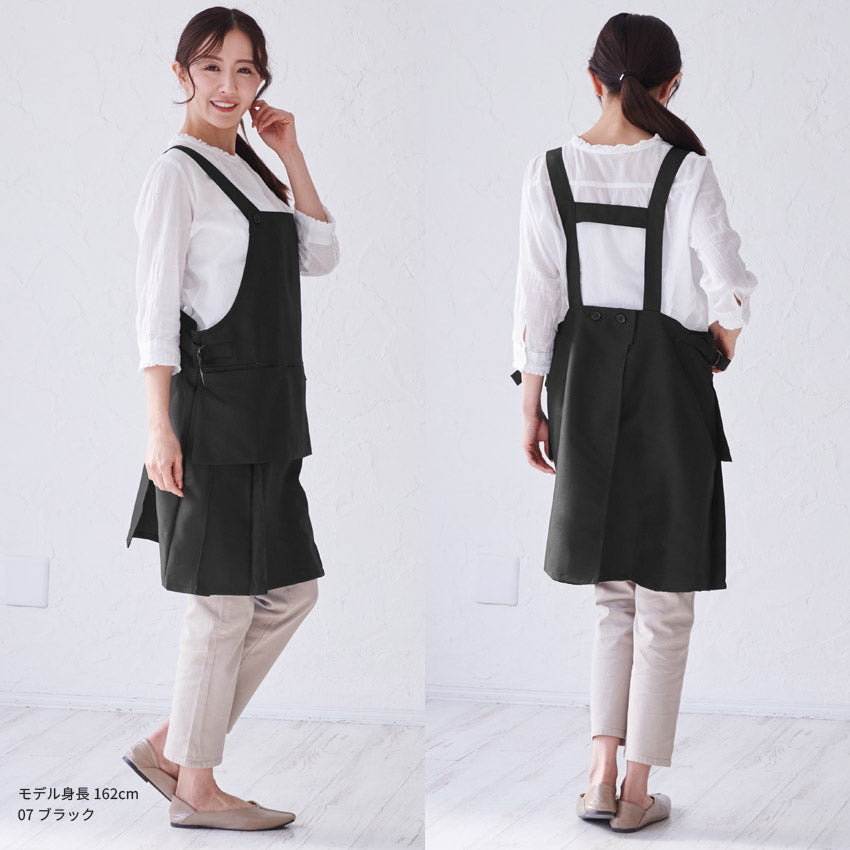 フッ素樹脂加工浮きポケットエプロンＨ型エプロンミドルショート 保育士フッ素撥水加工はっ水カフェエプロンロングリボン無地ギフトサロンレディース