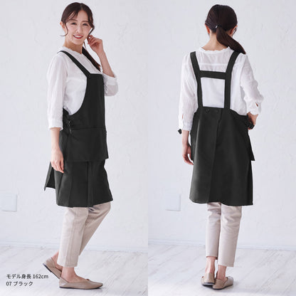 フッ素樹脂加工浮きポケットエプロンＨ型エプロンミドルショート 保育士フッ素撥水加工はっ水カフェエプロンロングリボン無地ギフトサロンレディース
