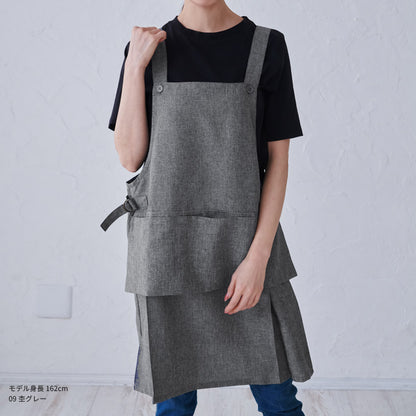 フッ素樹脂加工浮きポケットエプロンＨ型エプロンミドルショート 保育士フッ素撥水加工はっ水カフェエプロンロングリボン無地ギフトサロンレディース