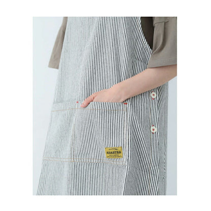 脇ボタン,ワンピース,エプロン,デニム,ヒッコリー,ストライプ,ロング丈,ミドル丈,無地,かわいい,前掛け,可愛い,料理,ギフト,プレゼント,保育士,エプロン,ゆったり,大きいサイズ,大きい