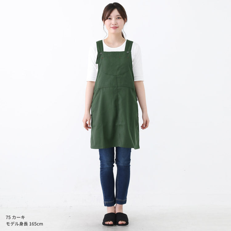 バッグサロペット,脇ボタン,ワンピース,エプロン,無地,サロペット,ロング丈,ミドル丈,無地,かわいい,前掛け,可愛い,料理,ギフト,プレゼント,保育士,エプロン,ゆったり,大きいサイズ,大きい