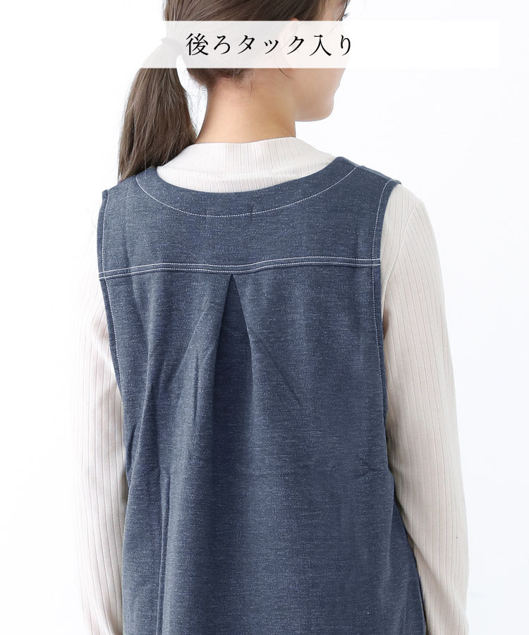 お尻が隠れる裏起毛エプロン、ロング、キッチン、エプロン、無地、デニム、仕事用、おしゃれ、シンプル、ギフト、サロン、レディース、膝丈、ひざ丈、マタニティ、大きい