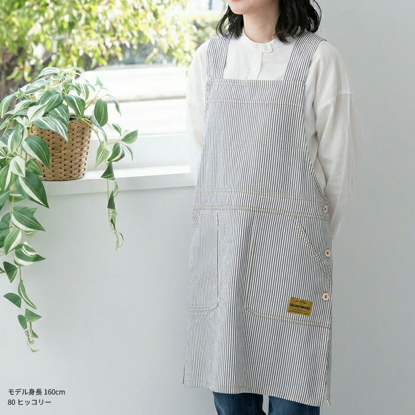 デニム、サロペット、エプロン、ワンピース、デニム、ヒッコリー、ストライプ、ロング丈、ミドル丈、無地、かわいい、前掛け、可愛い、料理、ギフト、プレゼント、保育士、エプロン、ゆったり、大きいサイズ、大きい