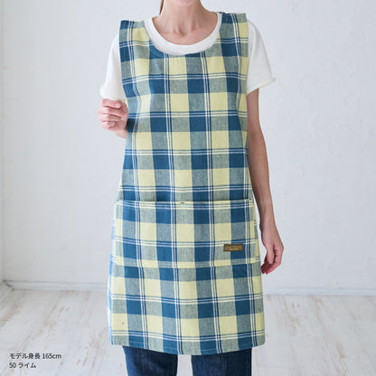 チェック柄お尻が隠れるワンピースエプロン
