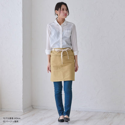 タオル掛けループ付き腰巻きエプロン