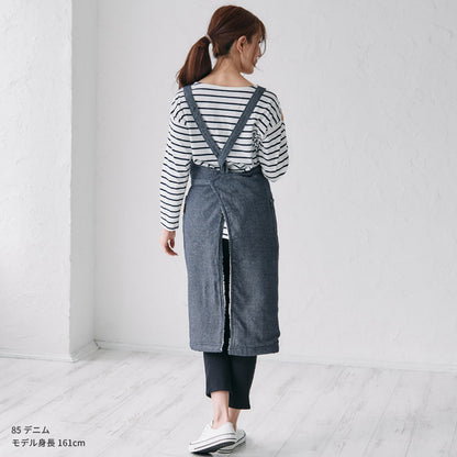 あったか裏ボアロング丈デニムエプロン