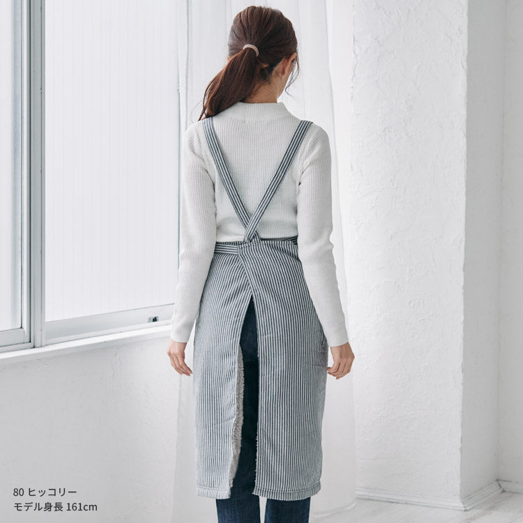 あったか裏ボアロング丈デニムエプロン