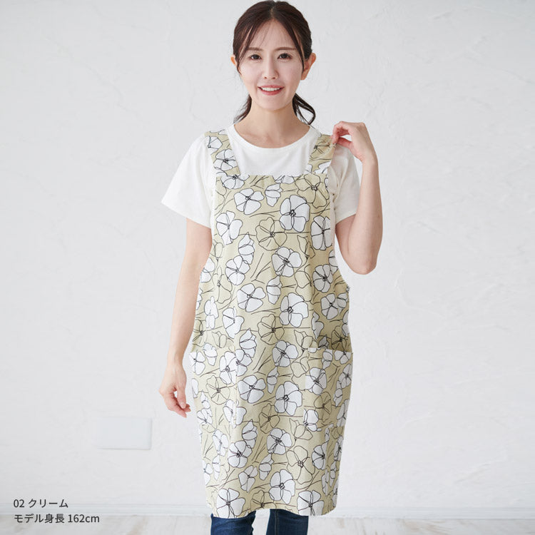 H型花柄エプロンエプロン