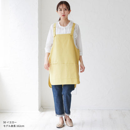 前面ワイドポケットサロペットエプロン