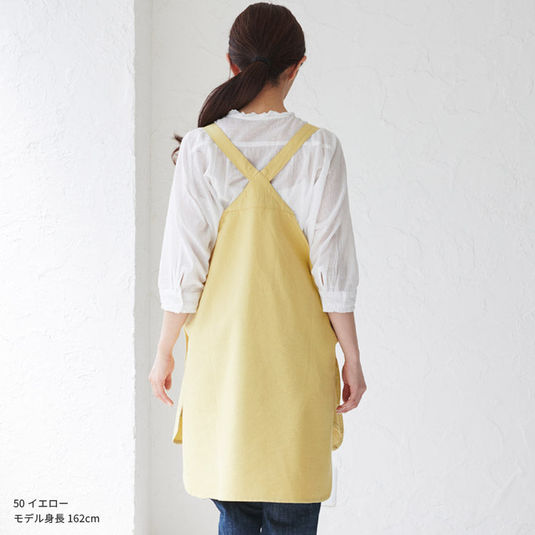 前面ワイドポケットサロペットエプロン
