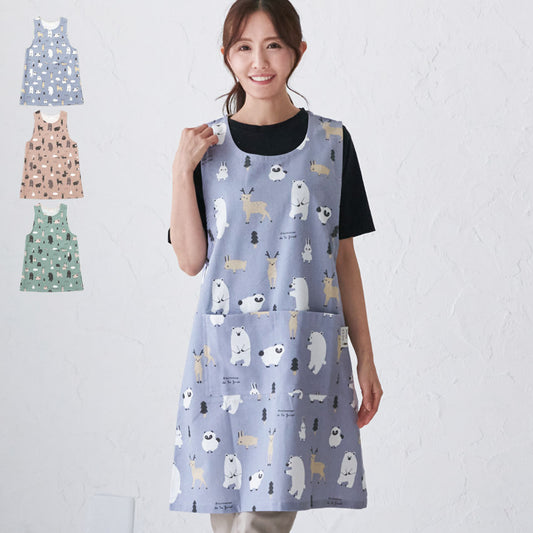 まるで毛布のようなふわふわの裏ボア生地、お尻がすっぽり隠れる割烹着、裏起毛、エプロン、割烹着、ゆったり、フリース、ボア