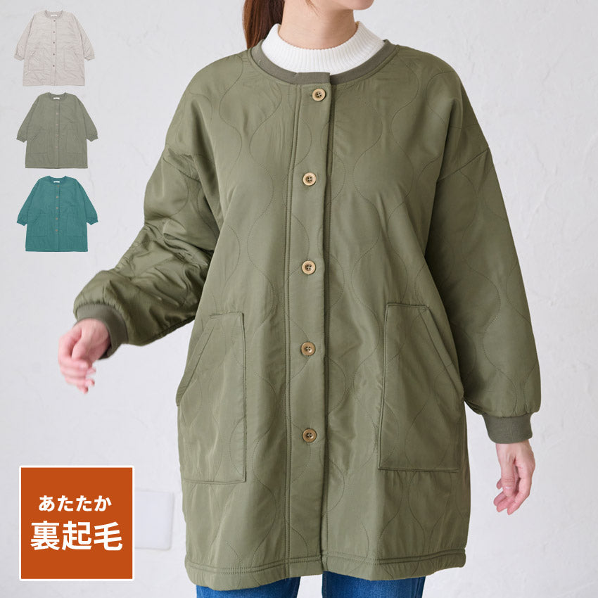 裏起毛撥水加工割烹着フリース無地ゆったりかっぽうぎスモック割ぽう着