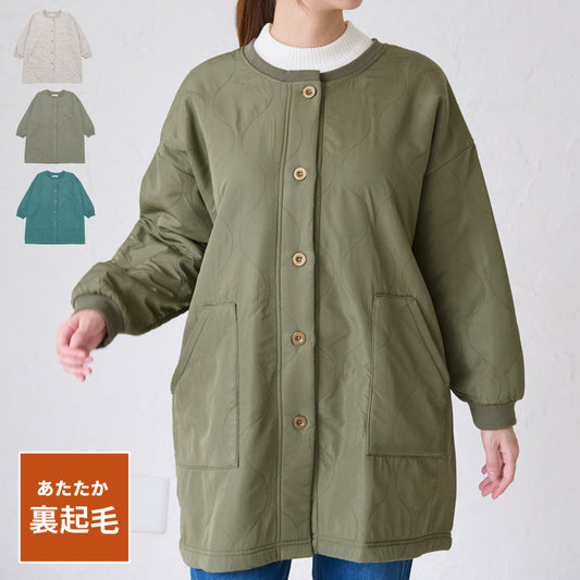 裏起毛撥水加工割烹着フリース無地ゆったりかっぽうぎスモック割ぽう着