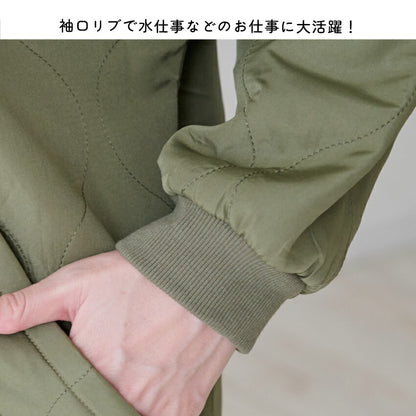 裏起毛撥水加工割烹着フリース無地ゆったりかっぽうぎスモック割ぽう着