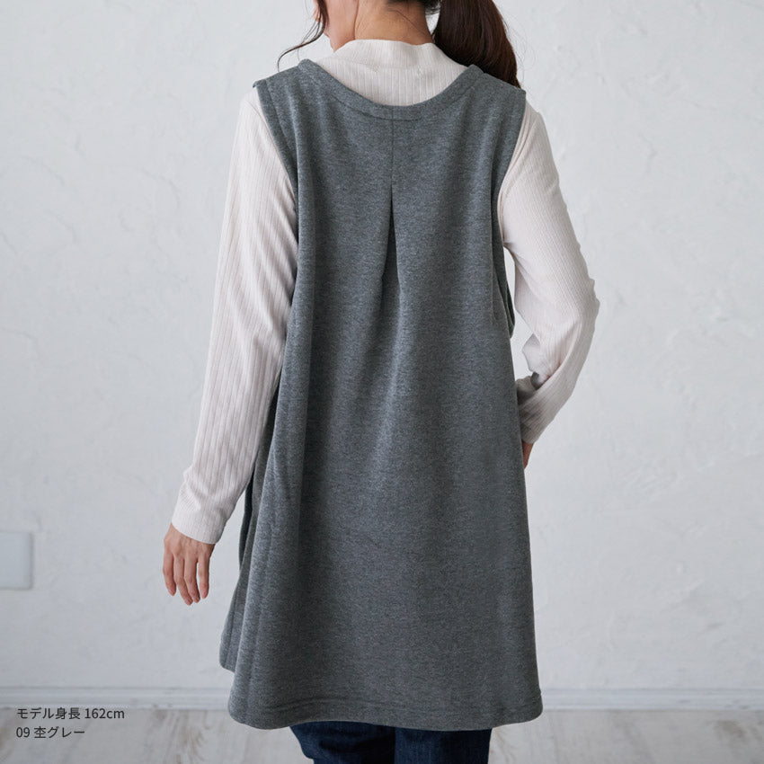 まるで毛布のようなふわふわの裏ボア生地、お尻がすっぽり隠れる割烹着、裏起毛、エプロン、割烹着、ゆったり、フリース、ボア