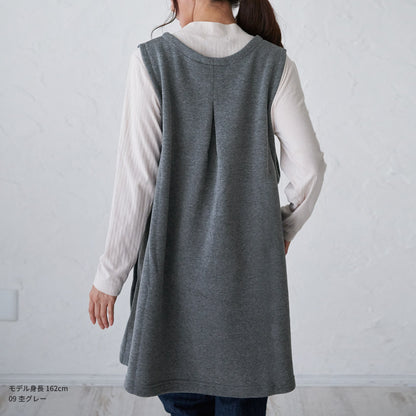 まるで毛布のようなふわふわの裏ボア生地、お尻がすっぽり隠れる割烹着、裏起毛、エプロン、割烹着、ゆったり、フリース、ボア