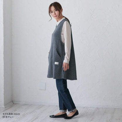 まるで毛布のようなふわふわの裏ボア生地、お尻がすっぽり隠れる割烹着、裏起毛、エプロン、割烹着、ゆったり、フリース、ボア