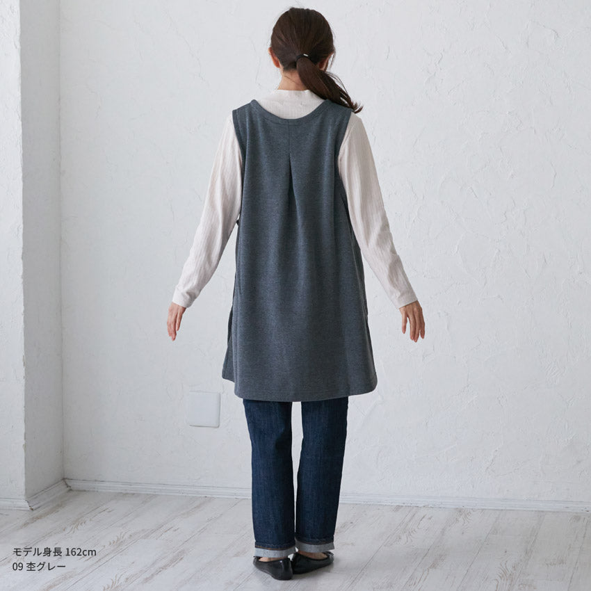 まるで毛布のようなふわふわの裏ボア生地、お尻がすっぽり隠れる割烹着、裏起毛、エプロン、割烹着、ゆったり、フリース、ボア