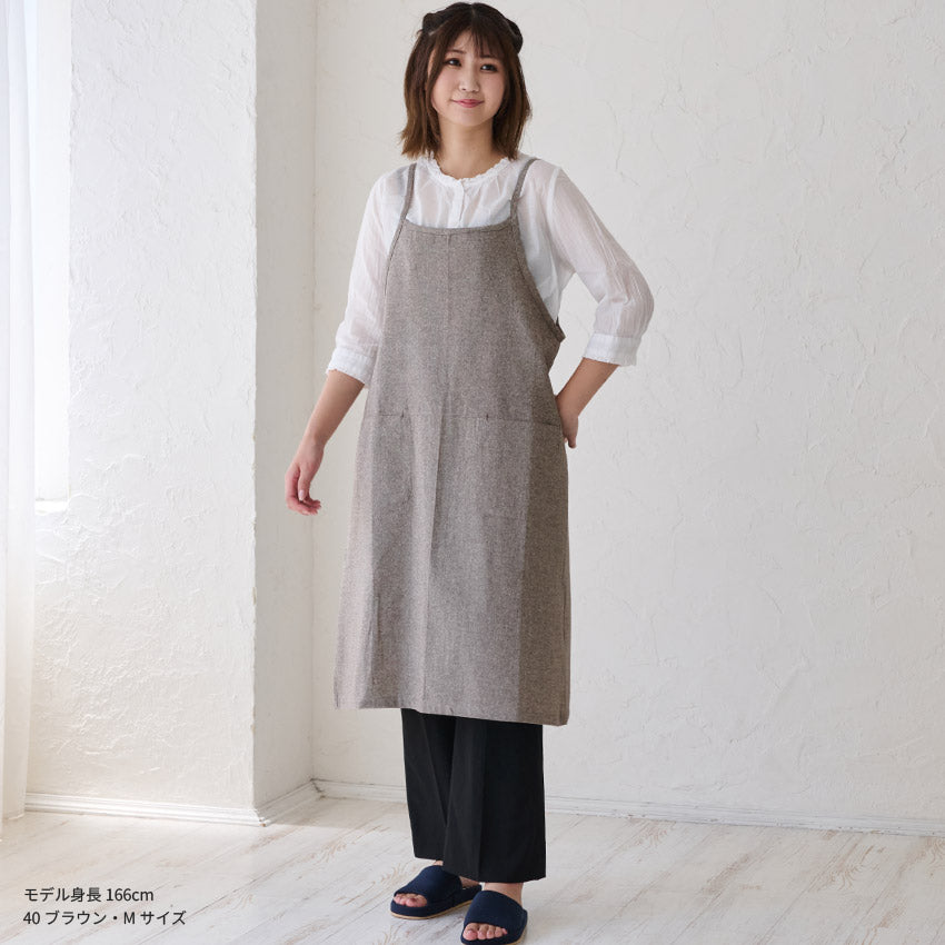 サロペットエプロンシャンブレーワンピースエプロン