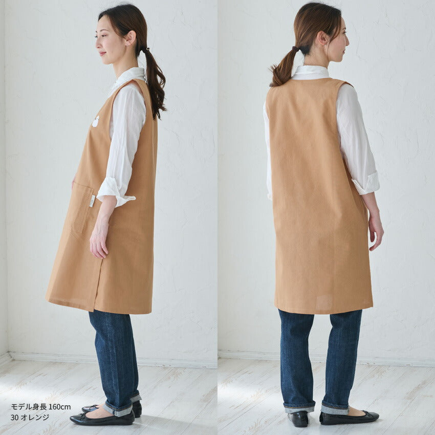 お尻が隠れる可愛いアニマル脇ボタンエプロン