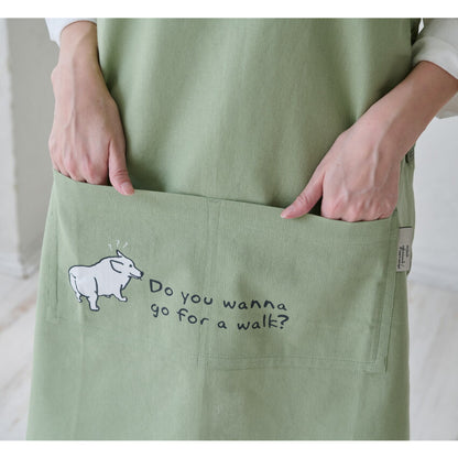 お尻が隠れる可愛いアニマル脇ボタンエプロン