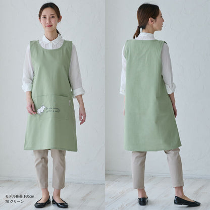 お尻が隠れる可愛いアニマル脇ボタンエプロン