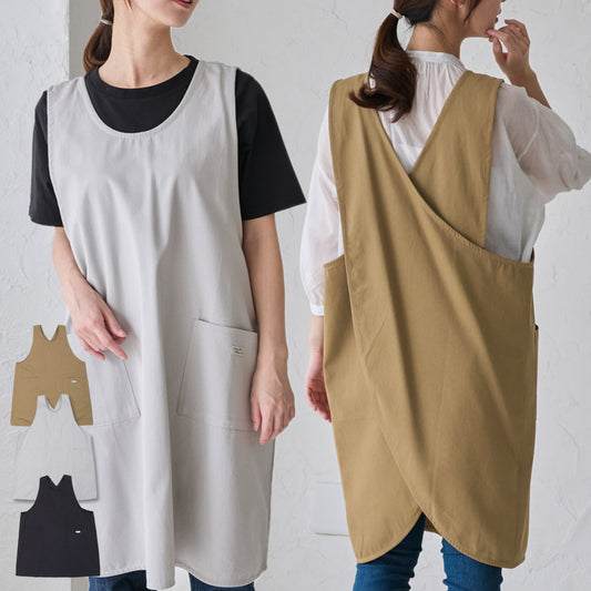 結ぶ手間なし！すっぽり着れるクロスエプロン
