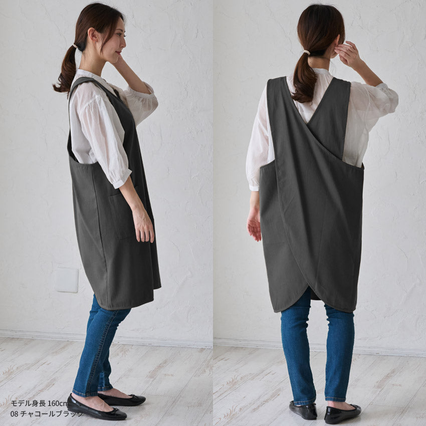 結ぶ手間なし！すっぽり着れるクロスエプロン