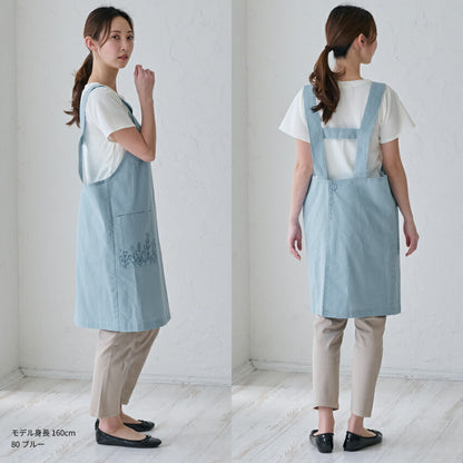 ボタニカル刺繍入りH型エプロン