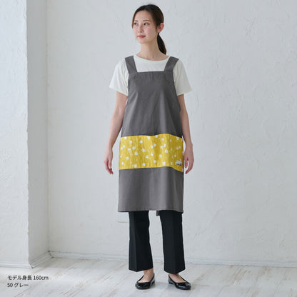 無地に和柄のワンポイントがおしゃれなH型エプロン