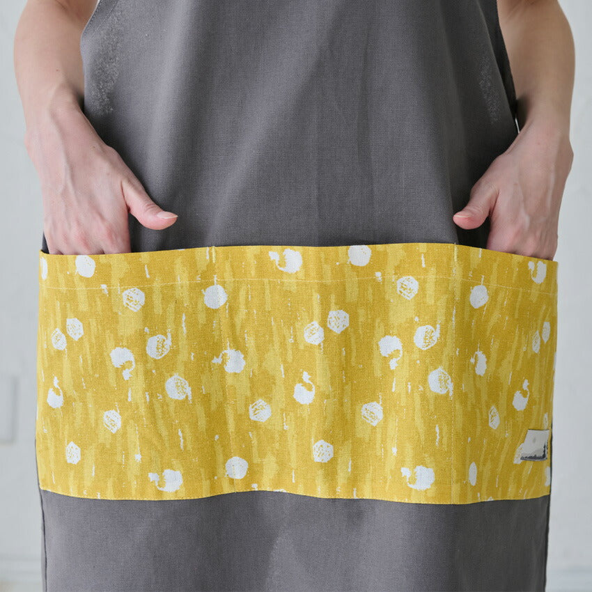 無地に和柄のワンポイントがおしゃれなH型エプロン