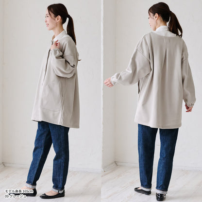 前開き裏起毛かっぽう着 割烹着 裏起毛 無地 ゆったり かっぽうぎ スモック 割ぽう着 シンプル 保育士 ロング ギフト おしゃれ かわいい 母の日 ギフト プレゼント 無地 あったか 冬 厚手 防寒 裏フリース