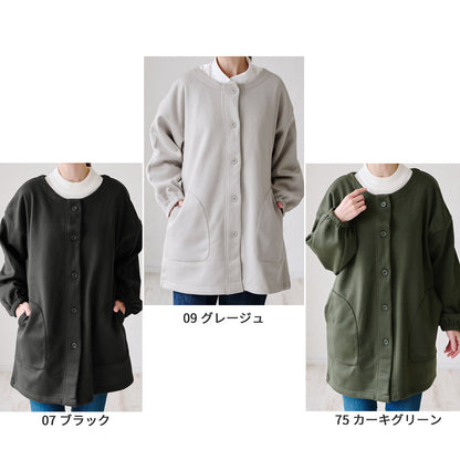 前開き裏起毛かっぽう着 割烹着 裏起毛 無地 ゆったり かっぽうぎ スモック 割ぽう着 シンプル 保育士 ロング ギフト おしゃれ かわいい 母の日 ギフト プレゼント 無地 あったか 冬 厚手 防寒 裏フリース