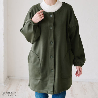 前開き裏起毛かっぽう着 割烹着 裏起毛 無地 ゆったり かっぽうぎ スモック 割ぽう着 シンプル 保育士 ロング ギフト おしゃれ かわいい 母の日 ギフト プレゼント 無地 あったか 冬 厚手 防寒 裏フリース