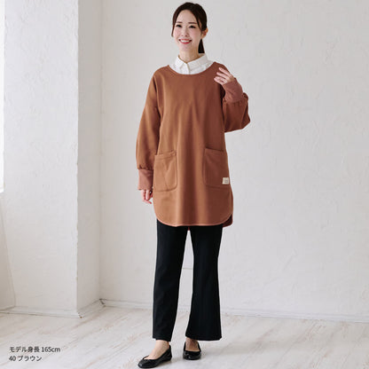 裏起毛割烹着 割烹着 裏起毛 無地 ゆったり かっぽうぎ スモック 割ぽう着 シンプル 保育士 ロング ギフト おしゃれ かわいい 母の日 ギフト プレゼント 無地 あったか 冬 厚手 防寒 裏フリース