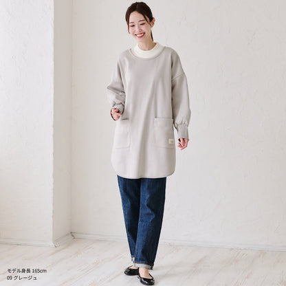 裏起毛割烹着 割烹着 裏起毛 無地 ゆったり かっぽうぎ スモック 割ぽう着 シンプル 保育士 ロング ギフト おしゃれ かわいい 母の日 ギフト プレゼント 無地 あったか 冬 厚手 防寒 裏フリース