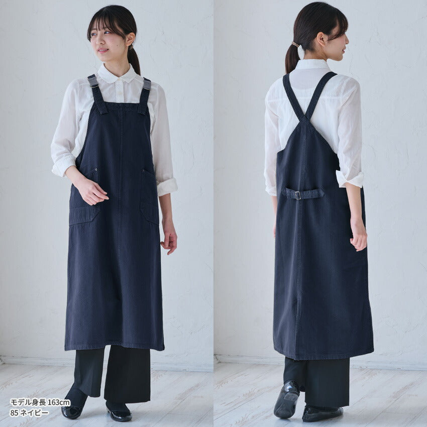 綿麻のキャンバス生地を使ったワンピースエプロン