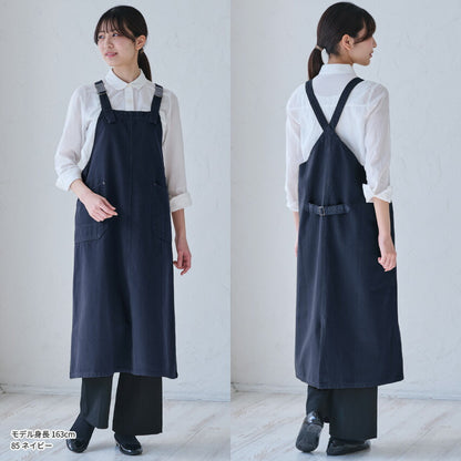 綿麻のキャンバス生地を使ったワンピースエプロン