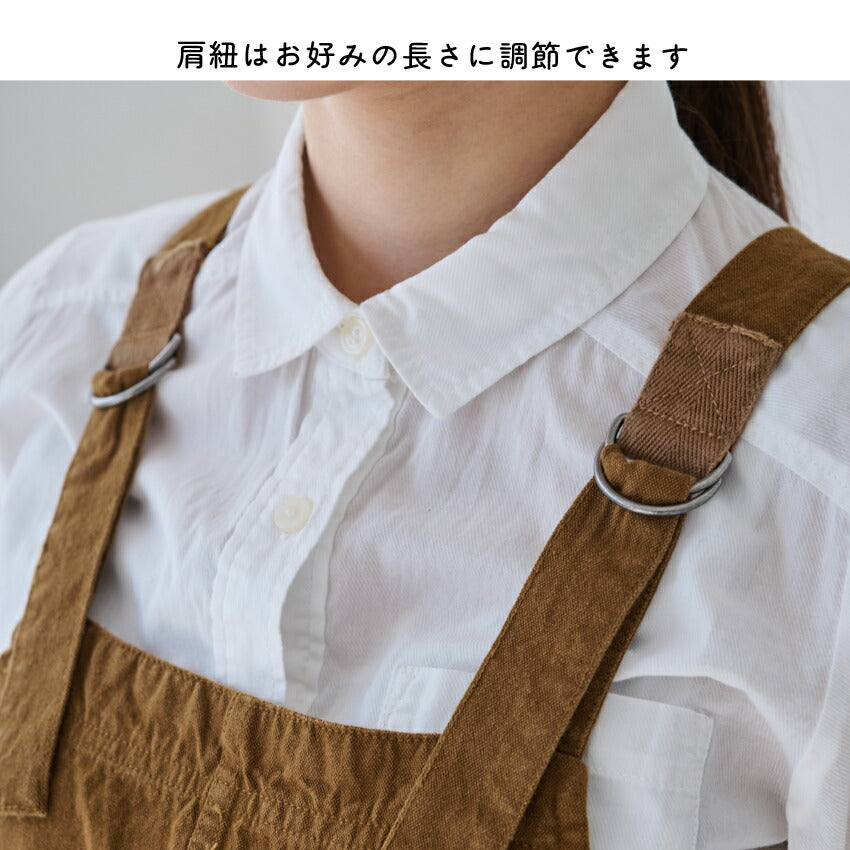 綿麻のキャンバス生地を使ったワンピースエプロン